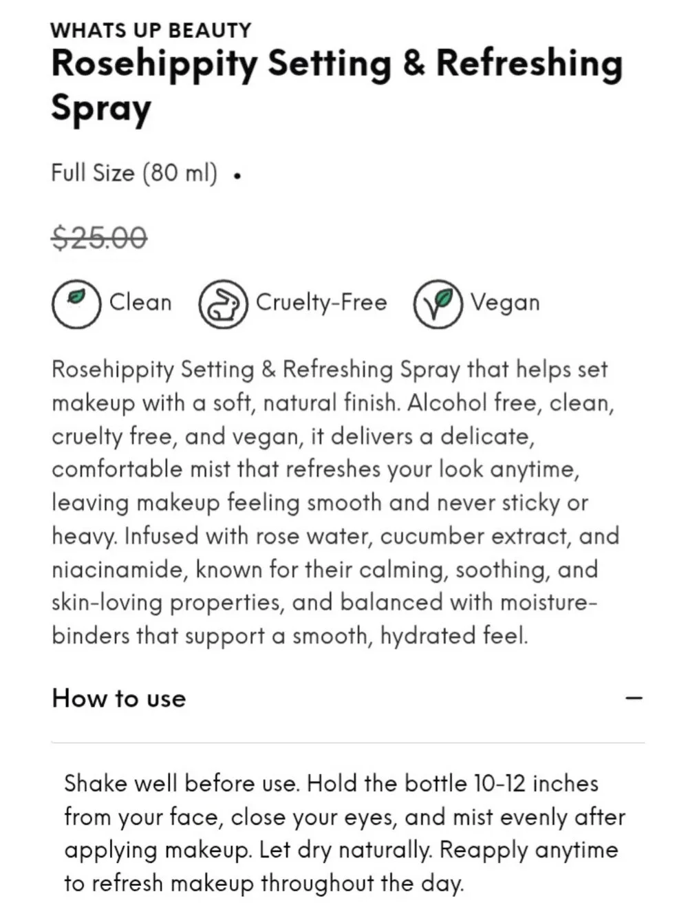 🎉2•$20/3•$28🎉 WHAT'S UP BEAUTY Rosehippity Setting & Refreshing Spray